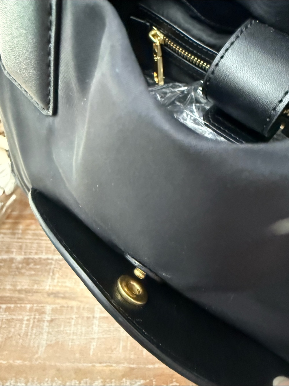 Tory Burch Small Ella Black Nylon with Logo Tote, 13” x 10 1/2” x 4” Wide. EUC - Picture 3 of 10